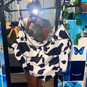 Cow print crop tank